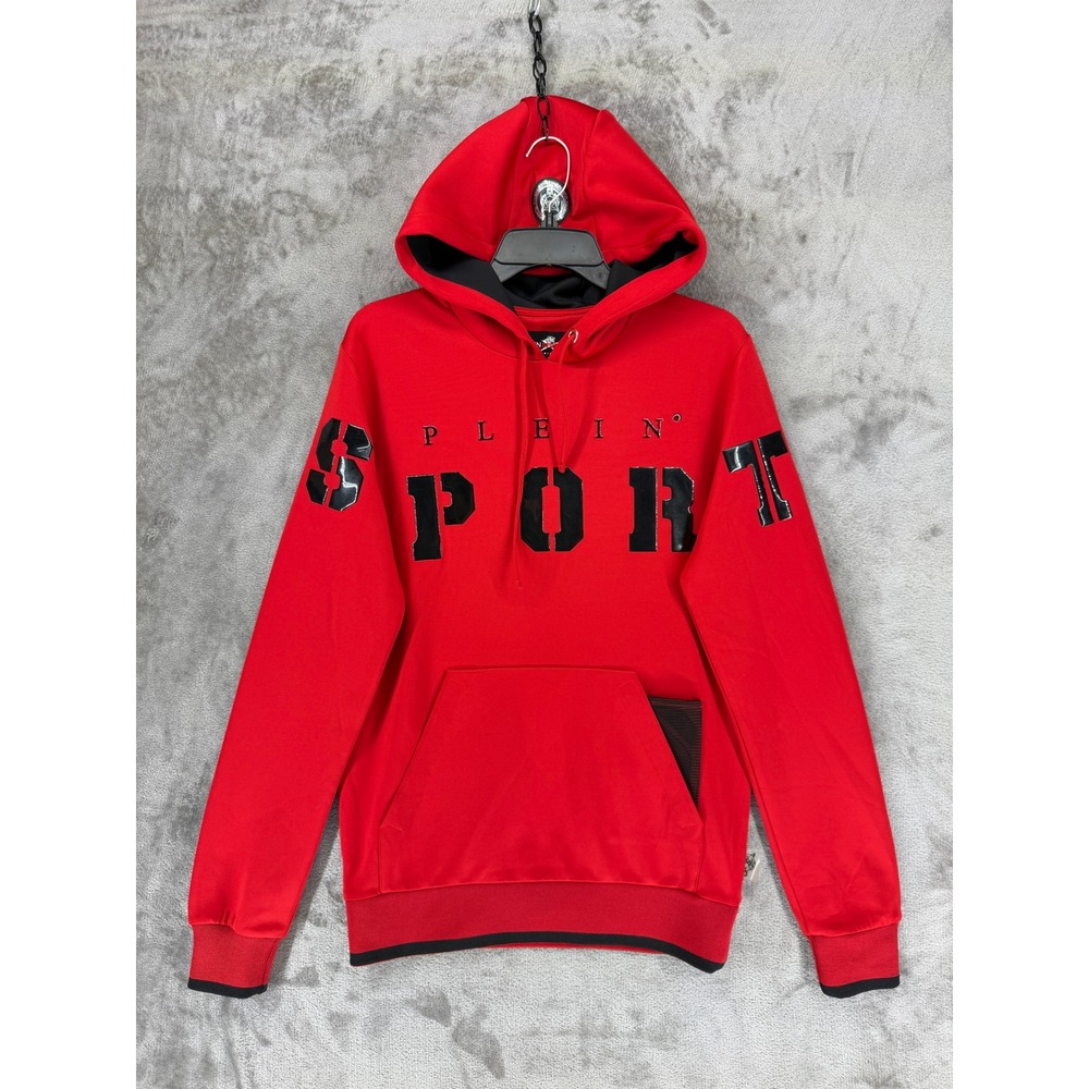 Plein Sport Mens Red Statement Hoodie Sweatshirt Graphic‎ Logo MJB0678 Size M